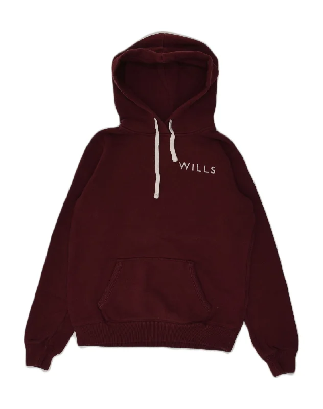 JACK WILLS Womens Graphic Classic Fit Hoodie Jumper UK 10 Small Maroon Hoodie with Stripes Bold Sporty JACK WILLS Womens Graphic Classic Fit Hoodie Jumper UK 10 Small Maroon Hoodie with Stripes Bold Sporty