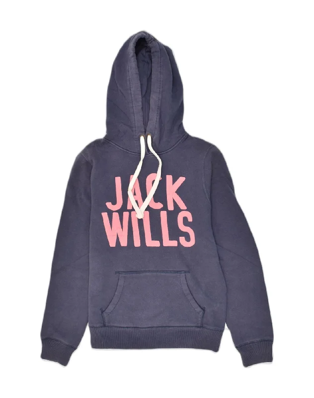 JACK WILLS Womens Graphic Hoodie Jumper UK 10 Small Navy Blue Cotton Hoodie with Drop Shoulder Relaxed Streetwear JACK WILLS Womens Graphic Hoodie Jumper UK 10 Small Navy Blue Cotton Hoodie with Drop Shoulder Relaxed Streetwear