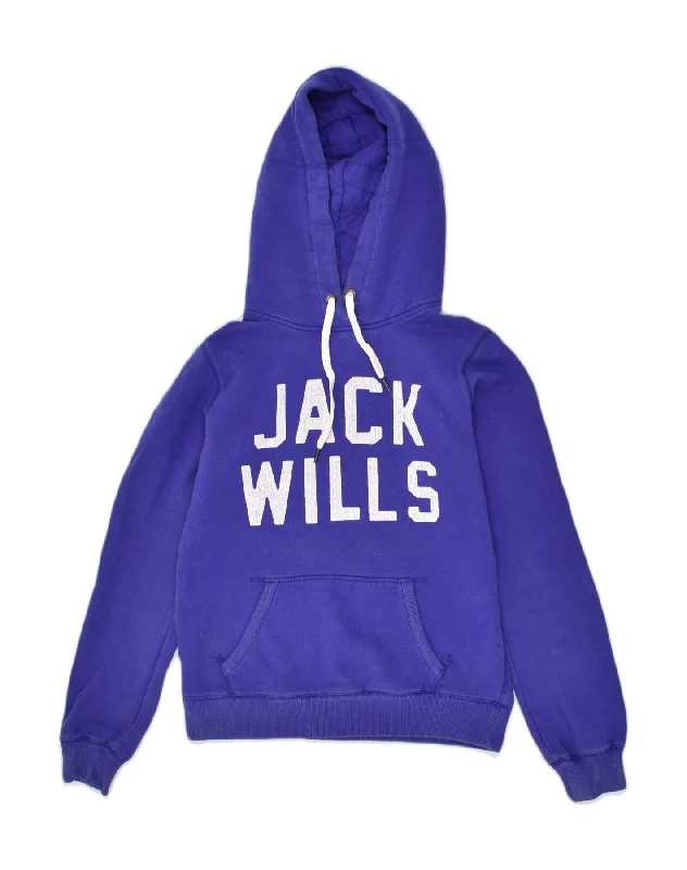 JACK WILLS Womens Graphic Hoodie Jumper UK 12 Medium Blue Cotton Hoodie with Embroidery Detailed Premium JACK WILLS Womens Graphic Hoodie Jumper UK 12 Medium Blue Cotton Hoodie with Embroidery Detailed Premium