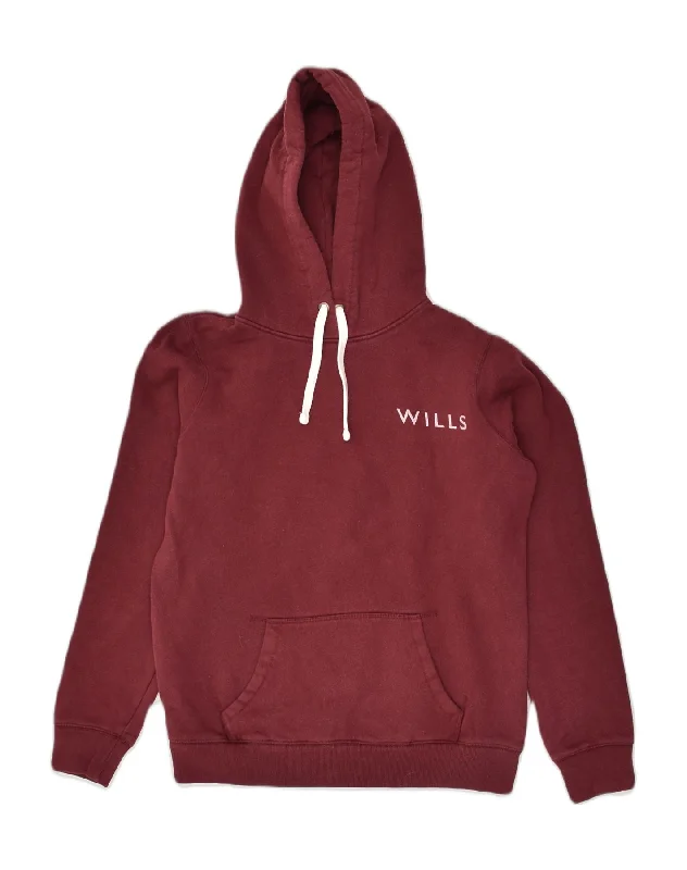 JACK WILLS Womens Graphic Hoodie Jumper UK 12 Medium Maroon Cotton Hoodie with Raglan Sleeves Sporty Comfortable JACK WILLS Womens Graphic Hoodie Jumper UK 12 Medium Maroon Cotton Hoodie with Raglan Sleeves Sporty Comfortable