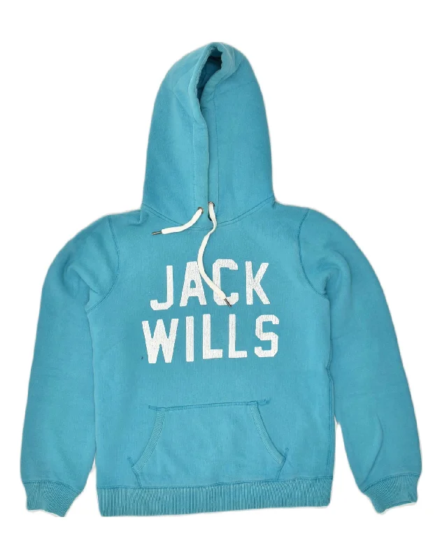 JACK WILLS Womens Graphic Hoodie Jumper UK 14 Large Blue Cotton Hoodie with Bell Sleeves Flared Feminine JACK WILLS Womens Graphic Hoodie Jumper UK 14 Large Blue Cotton Hoodie with Bell Sleeves Flared Feminine