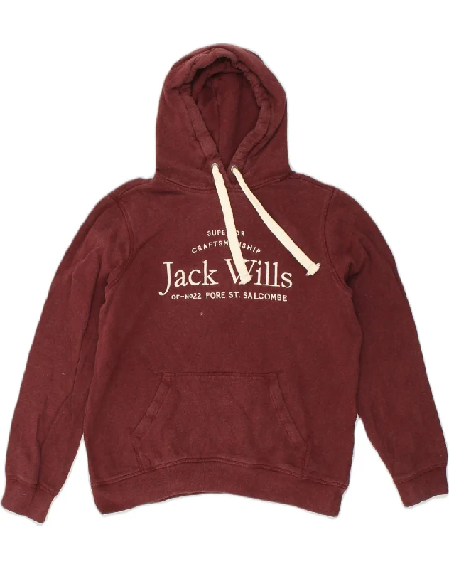 JACK WILLS Womens Graphic Hoodie Jumper UK 14 Large Burgundy Cotton Hoodie with Tied Waist Feminine Flattering JACK WILLS Womens Graphic Hoodie Jumper UK 14 Large Burgundy Cotton Hoodie with Tied Waist Feminine Flattering