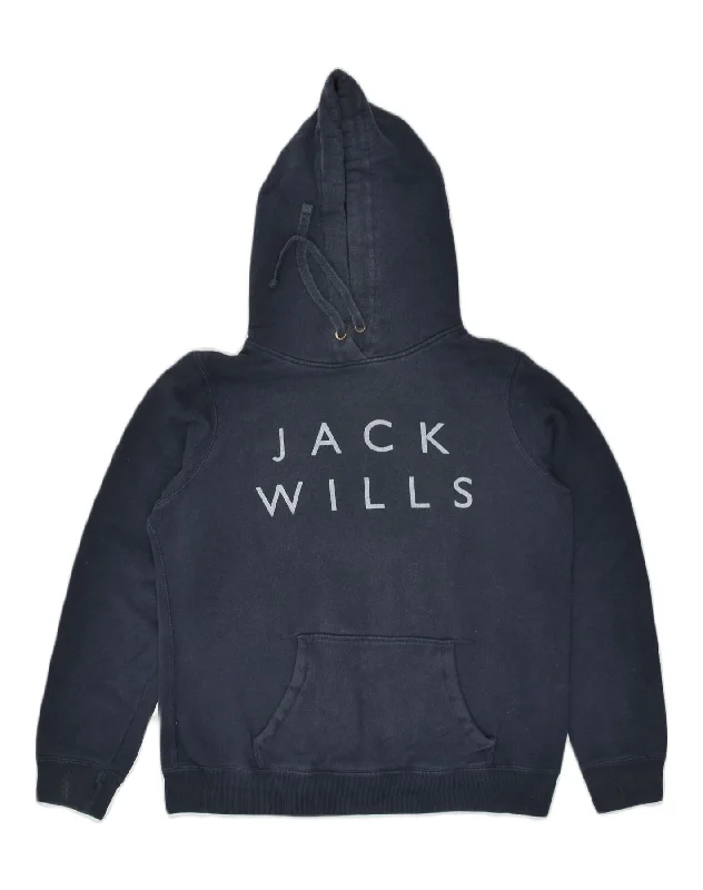JACK WILLS Womens Graphic Hoodie Jumper UK 14 Large Navy Blue Cotton Hoodie with Bell Sleeves Flared Feminine JACK WILLS Womens Graphic Hoodie Jumper UK 14 Large Navy Blue Cotton Hoodie with Bell Sleeves Flared Feminine