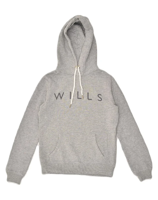 JACK WILLS Womens Graphic Hoodie Jumper UK 8 Small Grey Cotton Hoodie with Raglan Sleeves Sporty Comfortable JACK WILLS Womens Graphic Hoodie Jumper UK 8 Small Grey Cotton Hoodie with Raglan Sleeves Sporty Comfortable