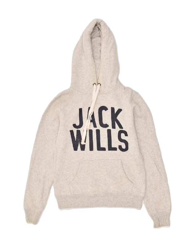 JACK WILLS Womens Graphic Hoodie Jumper UK 8 Small Grey Cotton Hoodie with Button Classic Timeless JACK WILLS Womens Graphic Hoodie Jumper UK 8 Small Grey Cotton Hoodie with Button Classic Timeless