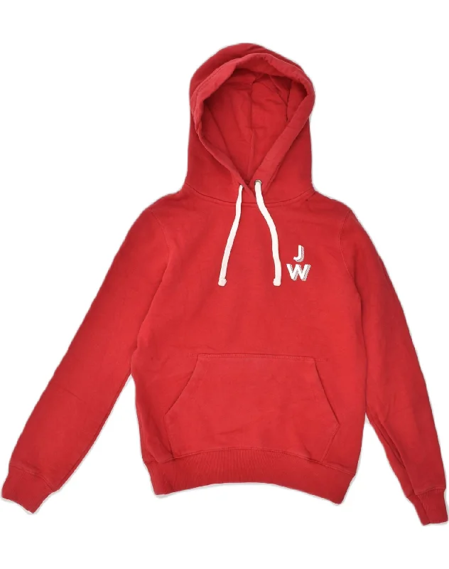 JACK WILLS Womens Graphic Hoodie Jumper UK 8 Small  Red Cotton Hoodie with Relaxed Fit Easy Casual