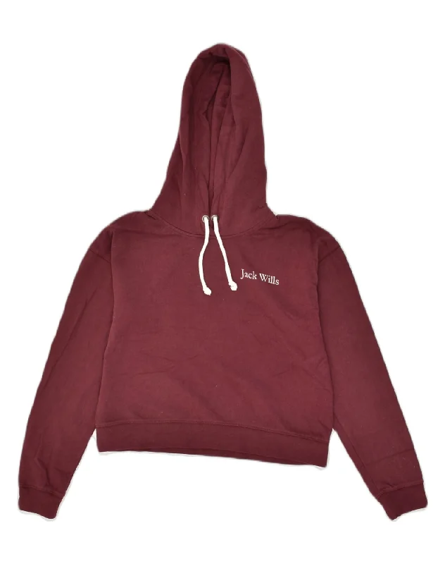 JACK WILLS Womens Hoodie Jumper UK 6 XS Maroon Cotton Hoodie with Bell Sleeves Flared Feminine JACK WILLS Womens Hoodie Jumper UK 6 XS Maroon Cotton Hoodie with Bell Sleeves Flared Feminine