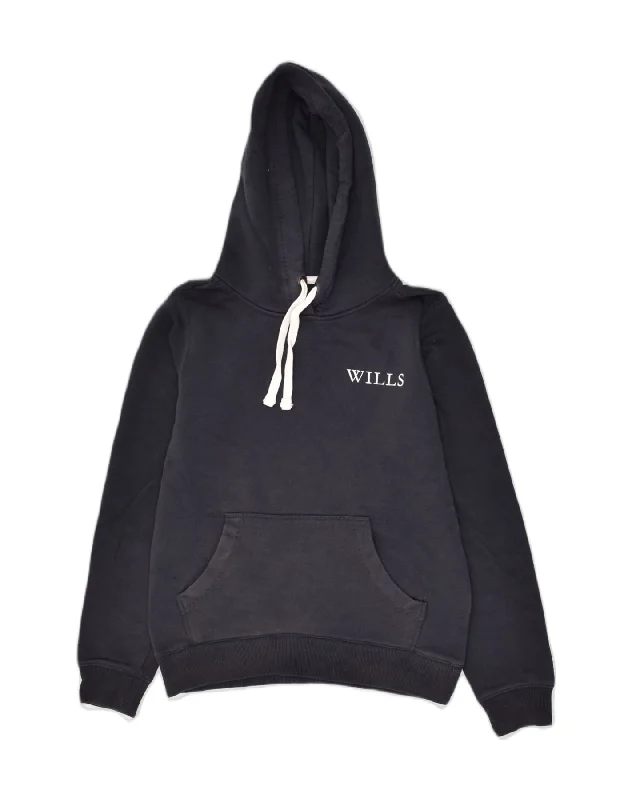 JACK WILLS Womens Hoodie Jumper UK 6 XS Navy Blue Cotton Hoodie with Double Zipper Versatile Adjustable JACK WILLS Womens Hoodie Jumper UK 6 XS Navy Blue Cotton Hoodie with Double Zipper Versatile Adjustable
