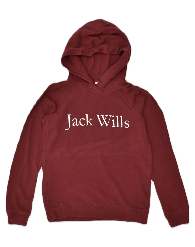 JACK WILLS Womens Loose Fit Graphic Hoodie Jumper UK 6 XS Burgundy Cotton Hoodie with Elastic Waist Stretchable Comfortable JACK WILLS Womens Loose Fit Graphic Hoodie Jumper UK 6 XS Burgundy Cotton Hoodie with Elastic Waist Stretchable Comfortable