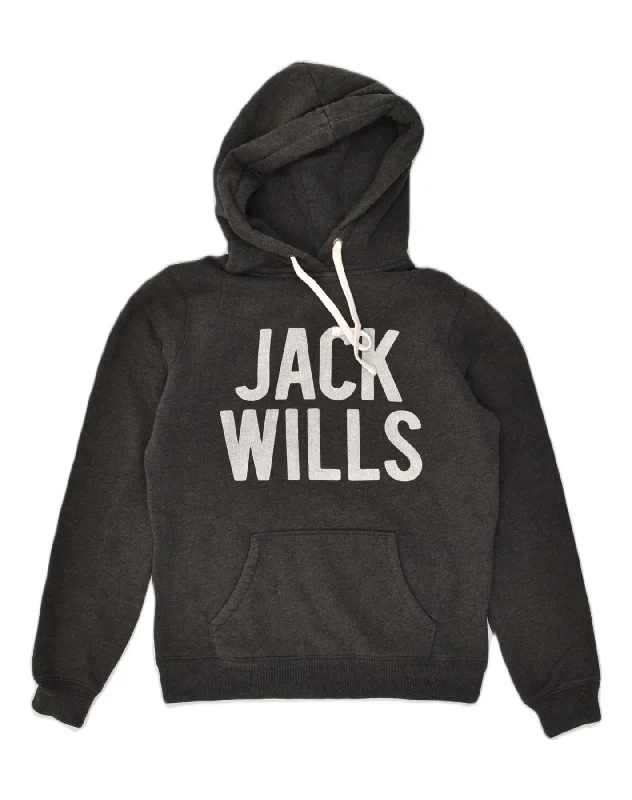 JACK WILLS Womens Oversized Graphic Hoodie Jumper UK 10 Small Grey Cotton Hoodie with Front Slit Layering Stylish JACK WILLS Womens Oversized Graphic Hoodie Jumper UK 10 Small Grey Cotton Hoodie with Front Slit Layering Stylish