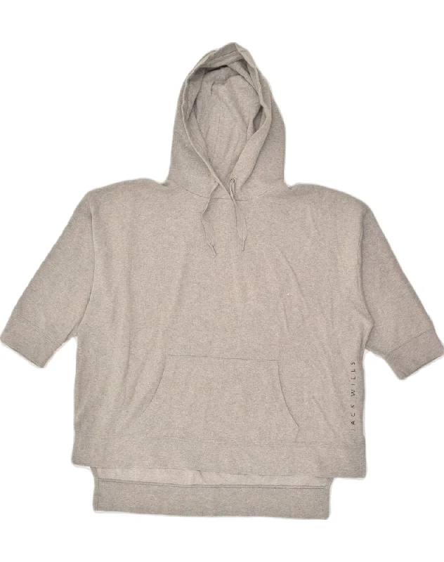 JACK WILLS Womens Oversized Short Sleeve Hoodie Jumper UK 12 Medium Grey Hoodie with Cropped Fit Short Trendy JACK WILLS Womens Oversized Short Sleeve Hoodie Jumper UK 12 Medium Grey Hoodie with Cropped Fit Short Trendy