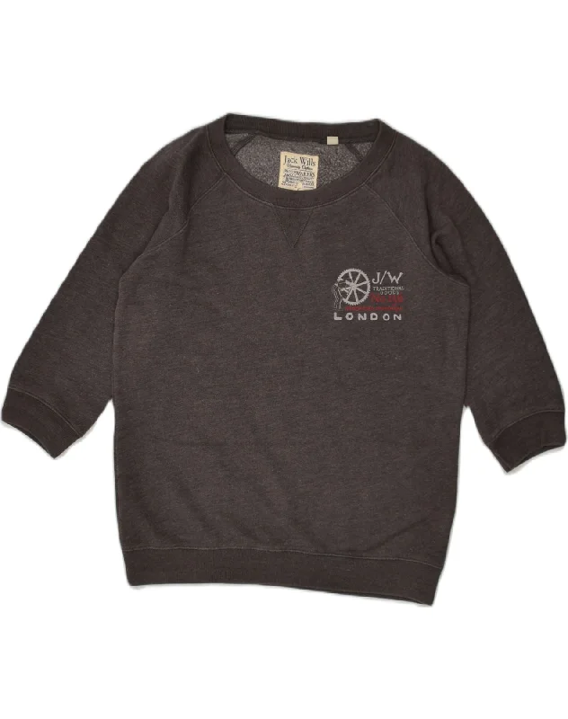 JACK WILLS Womens Oversized Sweatshirt Jumper UK 10 Small Grey Cotton Hoodie with Hem Elastic Stretchable Comfortable JACK WILLS Womens Oversized Sweatshirt Jumper UK 10 Small Grey Cotton Hoodie with Hem Elastic Stretchable Comfortable