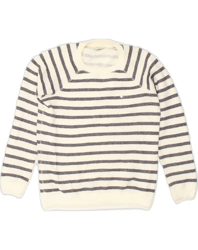 JACK WILLS Womens Sweatshirt Jumper UK 10 Small Off White Striped Cotton Hoodie with Elastic Waist Stretchable Comfortable JACK WILLS Womens Sweatshirt Jumper UK 10 Small Off White Striped Cotton Hoodie with Elastic Waist Stretchable Comfortable