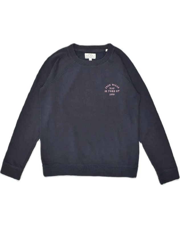 JACK WILLS Womens Sweatshirt Jumper UK 12 Medium Navy Blue Cotton Hoodie with Double Zipper Versatile Adjustable JACK WILLS Womens Sweatshirt Jumper UK 12 Medium Navy Blue Cotton Hoodie with Double Zipper Versatile Adjustable