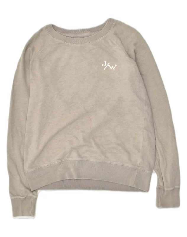 JACK WILLS Womens Sweatshirt Jumper UK 14 Medium Grey Cotton Hoodie with Toggle Buttons Decorative Unique