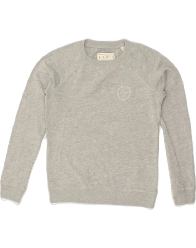 JACK WILLS Womens Sweatshirt Jumper UK 8 Small Grey Cotton Hoodie with Front Slit Layering Stylish JACK WILLS Womens Sweatshirt Jumper UK 8 Small Grey Cotton Hoodie with Front Slit Layering Stylish