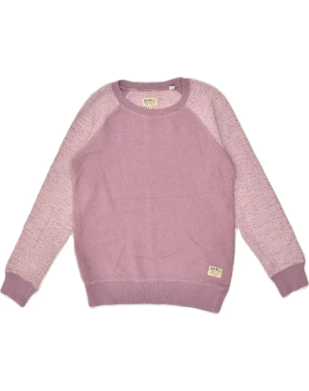 JACK WILLS Womens Sweatshirt Jumper UK  8 Small Pink Colourblock Cotton Hoodie with Double Zipper Versatile Adjustable