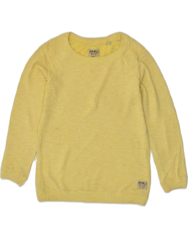 JACK WILLS Womens Sweatshirt Jumper UK 8 Small Yellow Cotton Hoodie with Hem Frayed Vintage Worn JACK WILLS Womens Sweatshirt Jumper UK 8 Small Yellow Cotton Hoodie with Hem Frayed Vintage Worn