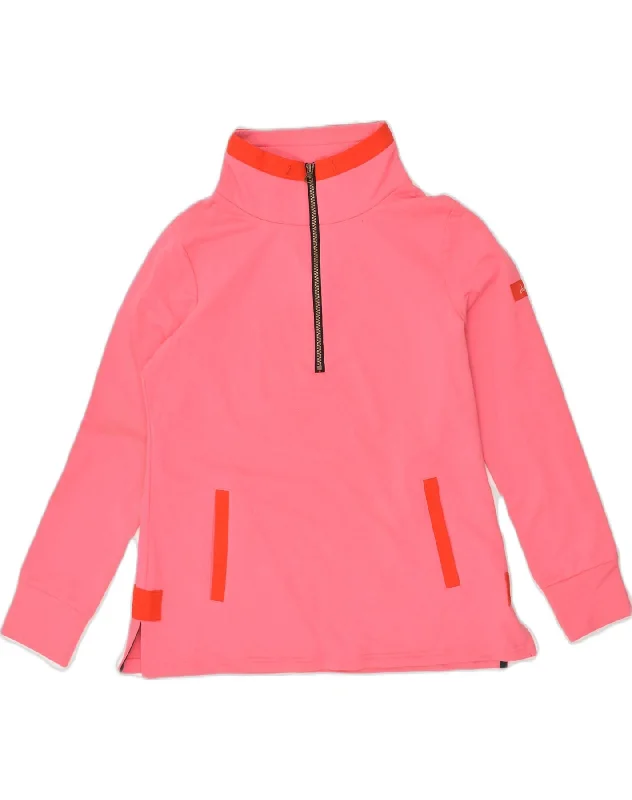 JOULES Womens Loose Fit Zip Neck Sweatshirt Jumper UK 10 Small Pink Cotton Hoodie with Illustration Artistic Creative JOULES Womens Loose Fit Zip Neck Sweatshirt Jumper UK 10 Small Pink Cotton Hoodie with Illustration Artistic Creative