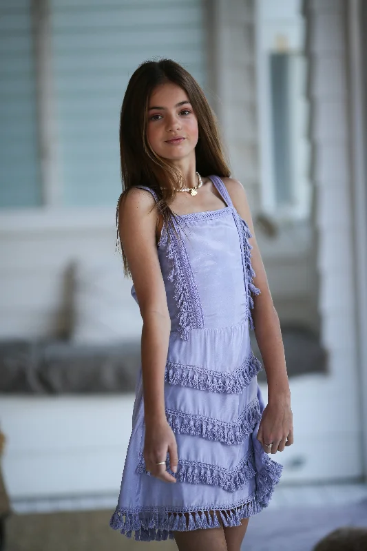 Juno - Tween Mini Dress Lavender Classic White Mini Dress