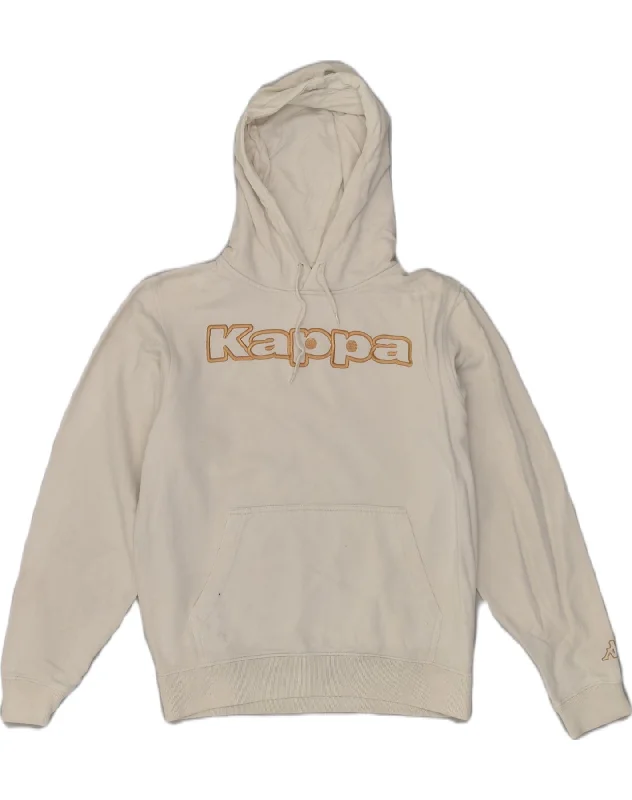 KAPPA Womens Graphic Hoodie Jumper UK 18 XL  White Cotton Hoodie with Metallic Shiny Futuristic