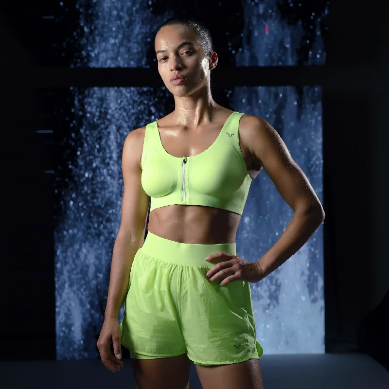 LAB360° Performance Zip Up Bra - Sharp Green Breathable Comfort Bra