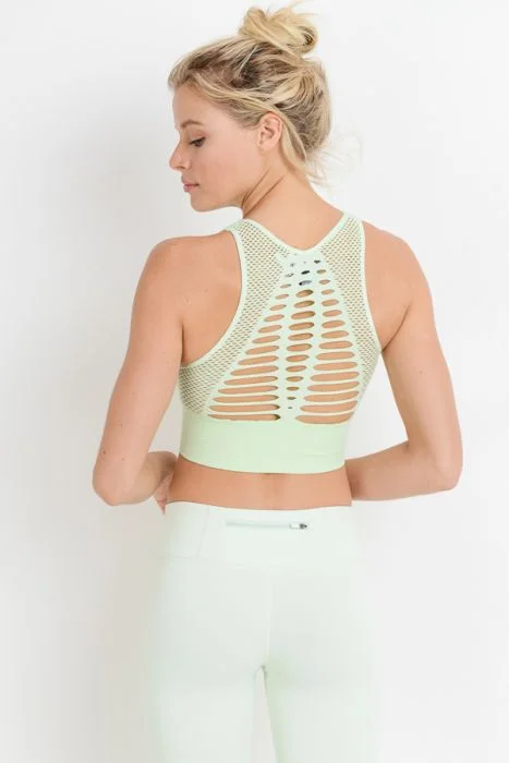 Laser Cut Seamless Sports Bra Soft Cup Bra