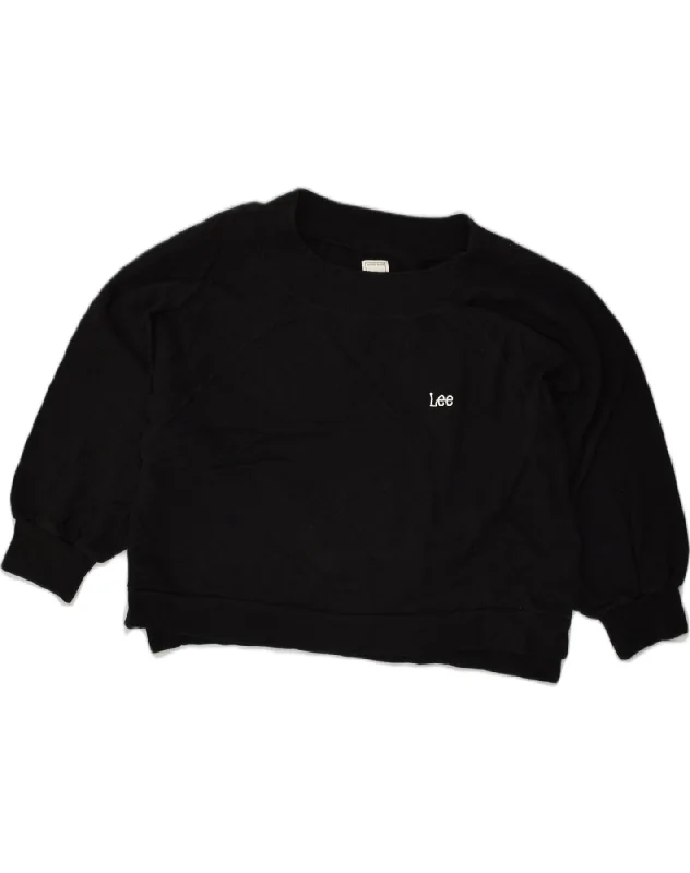 LEE Womens Oversized Crop Sweatshirt Jumper UK 14 Medium Black Cotton Hoodie with Drawstring Waist Adjustable Fitted LEE Womens Oversized Crop Sweatshirt Jumper UK 14 Medium Black Cotton Hoodie with Drawstring Waist Adjustable Fitted