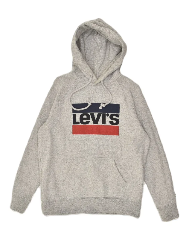 LEVI'S Womens Graphic Hoodie Jumper UK 14 Medium Grey Cotton Hoodie with Lining Warm Insulated LEVI'S Womens Graphic Hoodie Jumper UK 14 Medium Grey Cotton Hoodie with Lining Warm Insulated