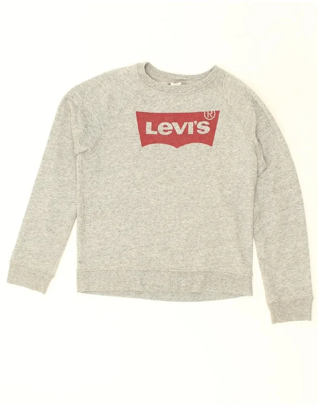 LEVI'S Womens Graphic Sweatshirt Jumper UK 6 XS Grey Cotton Hoodie with Crew Neck Simple Timeless LEVI'S Womens Graphic Sweatshirt Jumper UK 6 XS Grey Cotton Hoodie with Crew Neck Simple Timeless
