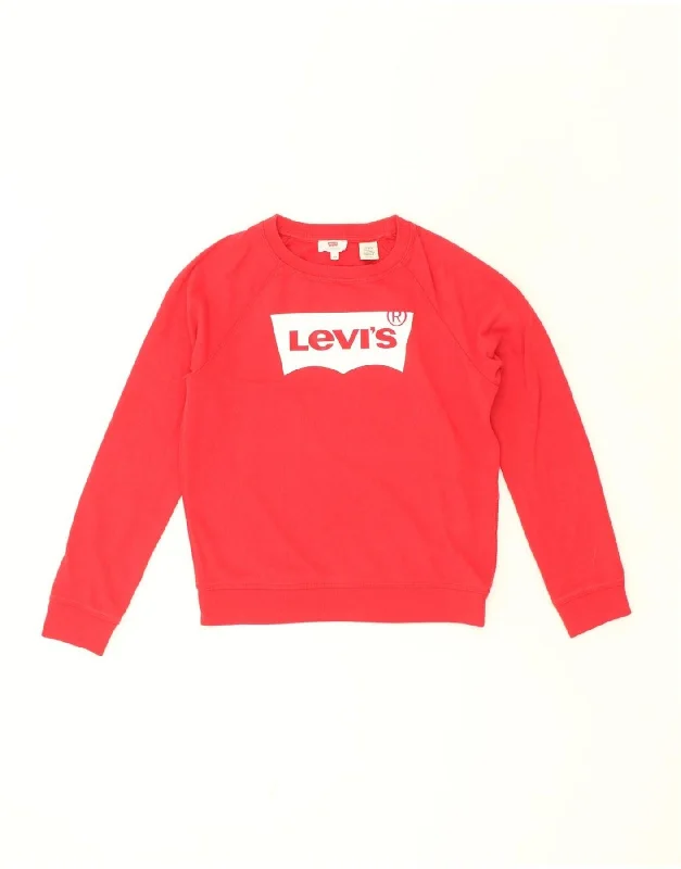 LEVI'S Womens Graphic Sweatshirt Jumper UK 6 XS Red Cotton Hoodie with Half-Zip Sporty Casual LEVI'S Womens Graphic Sweatshirt Jumper UK 6 XS Red Cotton Hoodie with Half-Zip Sporty Casual