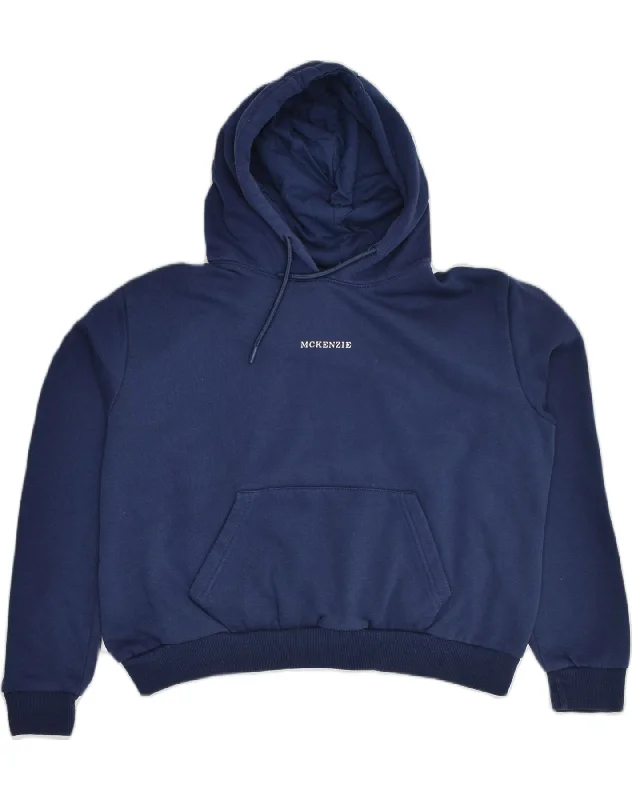 MCKENZIE Womens Oversized Hoodie Jumper UK 12 Medium Navy Blue Cotton Hoodie with Logo Branding Identity MCKENZIE Womens Oversized Hoodie Jumper UK 12 Medium Navy Blue Cotton Hoodie with Logo Branding Identity