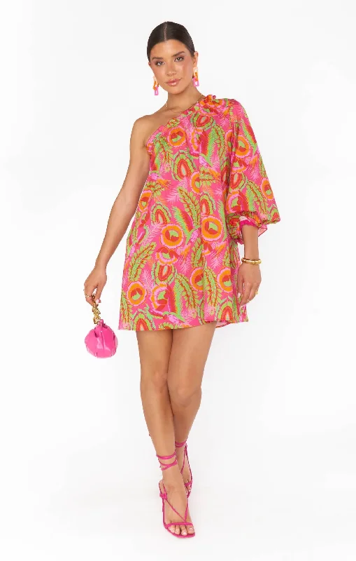 Show Me Your MuMu High Volume Mini Dress - PARADISE PALMS Cozy Cowl Neck Mini Dress