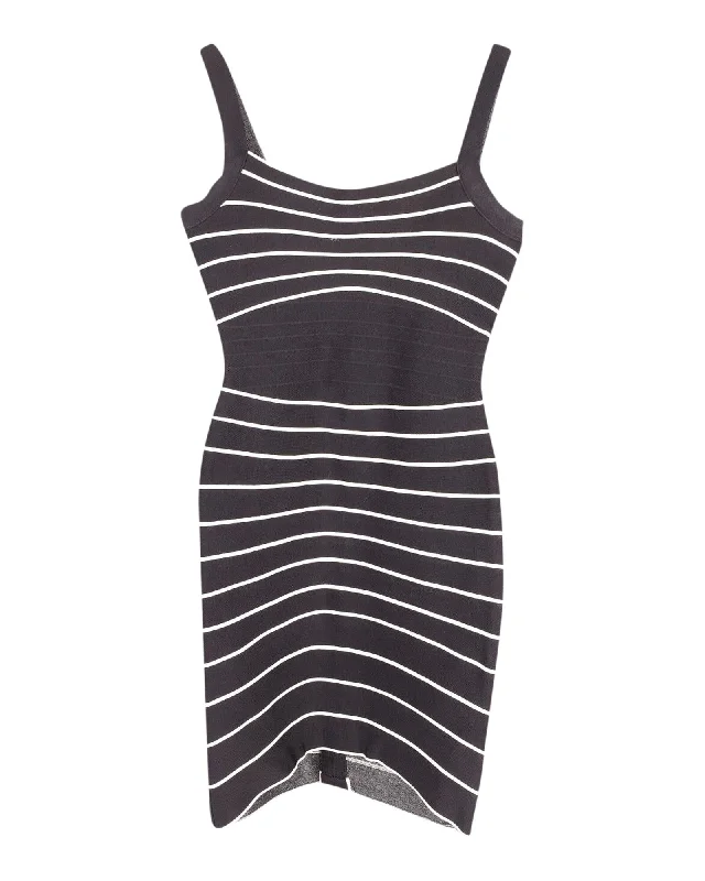 Striped Mini Dress in Black Print Rayon Trendy Tie-Dye Mini Dress