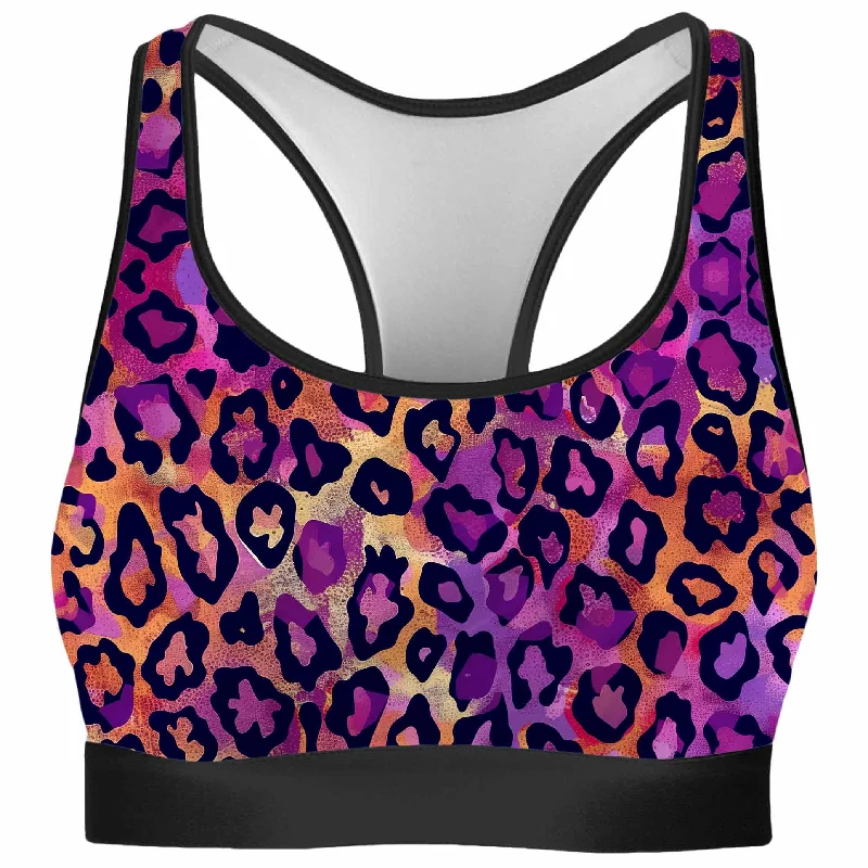 Neon Leopard Rave Bra Sports Support Bra