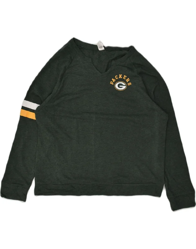 NFL Womens Packers Sweatshirt Jumper UK 20 2XL Khaki Cotton Hoodie with Hem Elastic Stretchable Comfortable NFL Womens Packers Sweatshirt Jumper UK 20 2XL Khaki Cotton Hoodie with Hem Elastic Stretchable Comfortable