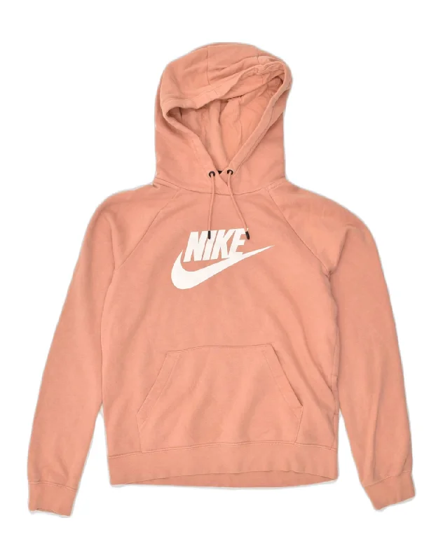 NIKE Womens Graphic Hoodie Jumper UK 10 Small Orange Cotton Hoodie with Drop Shoulder Relaxed Streetwear NIKE Womens Graphic Hoodie Jumper UK 10 Small Orange Cotton Hoodie with Drop Shoulder Relaxed Streetwear