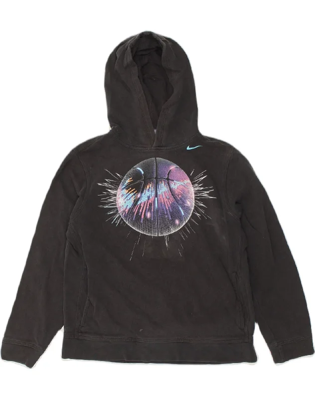 NIKE Womens Graphic Hoodie Jumper UK 18 XL Black Cotton Hoodie with Monochrome Minimalist Simple NIKE Womens Graphic Hoodie Jumper UK 18 XL Black Cotton Hoodie with Monochrome Minimalist Simple