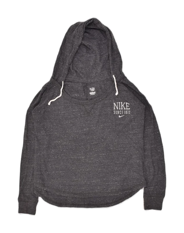 NIKE Womens Oversized Hoodie Jumper UK 16 Large Grey Flecked Hoodie with Cuffed Sleeves Snug Secure NIKE Womens Oversized Hoodie Jumper UK 16 Large Grey Flecked Hoodie with Cuffed Sleeves Snug Secure