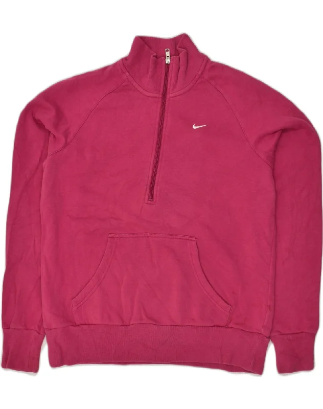 NIKE Womens Zip Neck Sweatshirt Jumper UK 18 XL Pink Cotton Cotton Hoodie Fleece Lining Warmth NIKE Womens Zip Neck Sweatshirt Jumper UK 18 XL Pink Cotton Cotton Hoodie Fleece Lining Warmth
