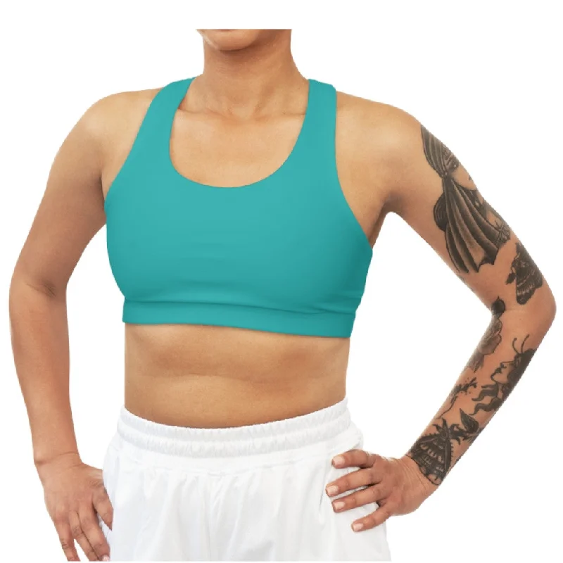 Ocean Blue Seamless Sports Bra Supportive Sports Bra
