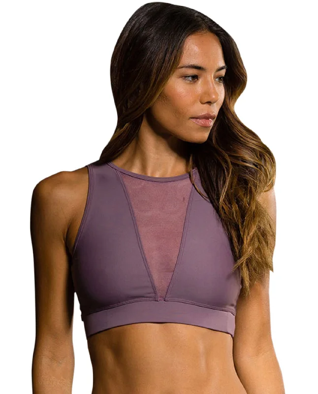 Onzie Purple Haze Briana Low Impact Sports Bra Sexy Mesh Bralette