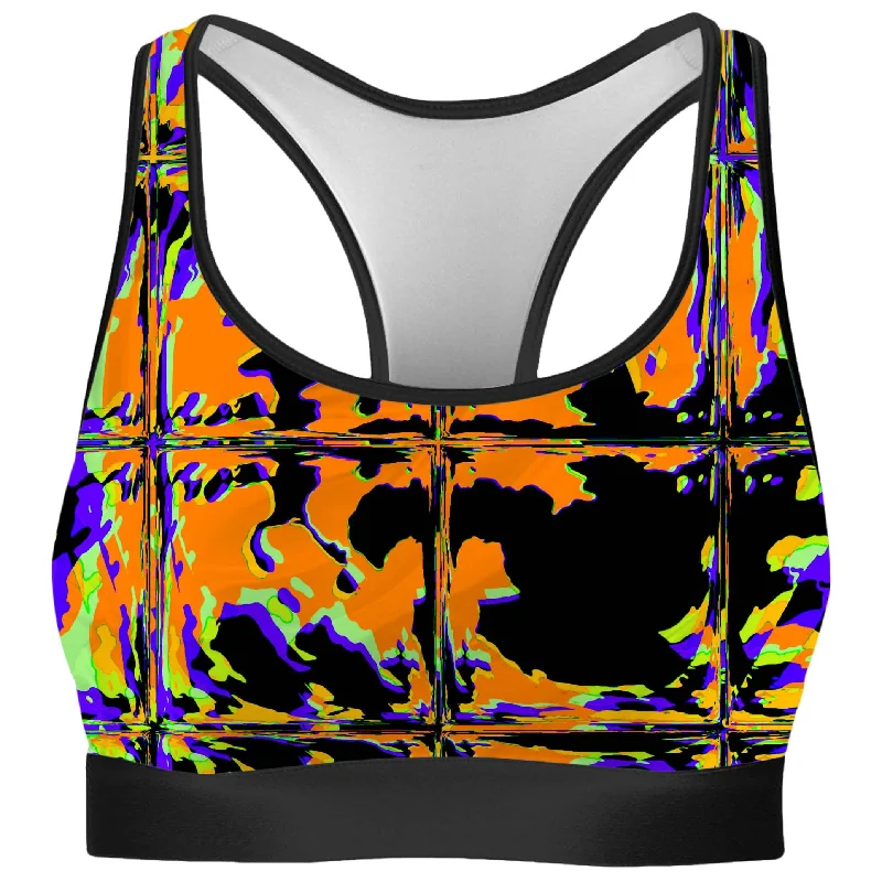 Orange Violet Rave Glitch Rave Bra Daily Comfort Bra