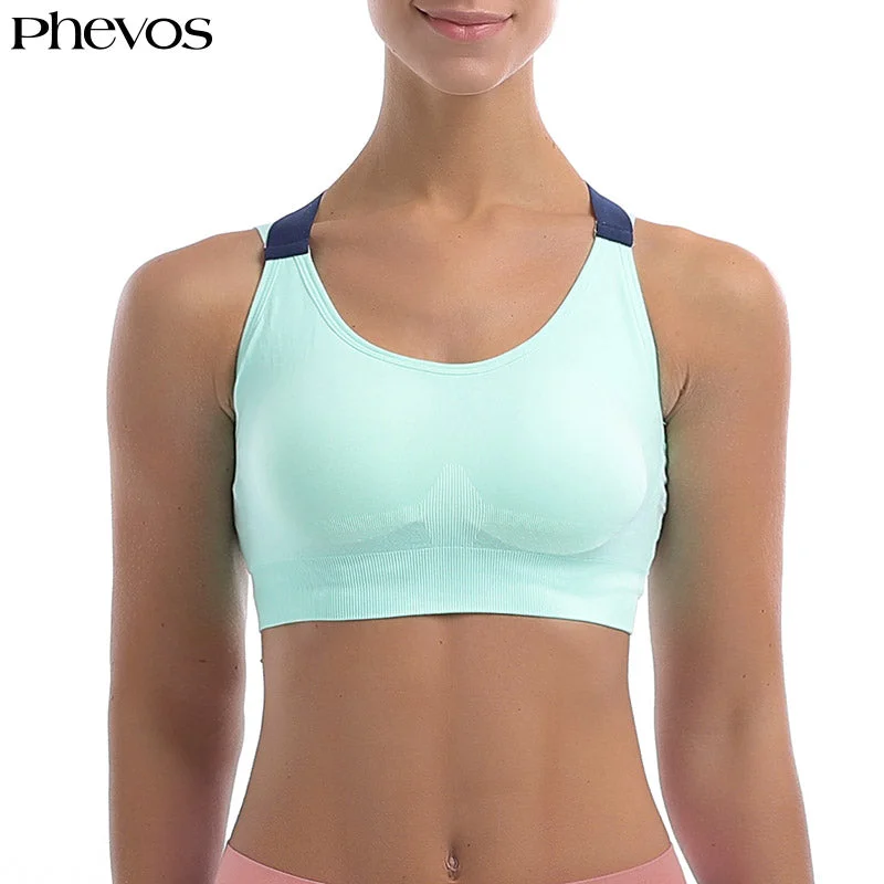 Phevos Women Push Up Sports Bra for Fitness Yoga Soft Mesh Bralette