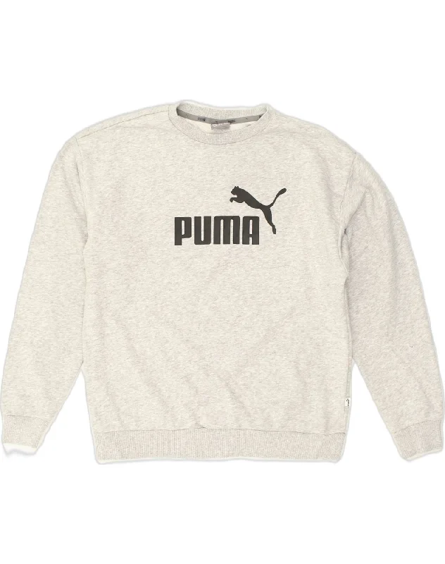 PUMA Womens Graphic Sweatshirt Jumper UK 12 Medium Grey Hoodie with Slim Fit Tailored Modern PUMA Womens Graphic Sweatshirt Jumper UK 12 Medium Grey Hoodie with Slim Fit Tailored Modern