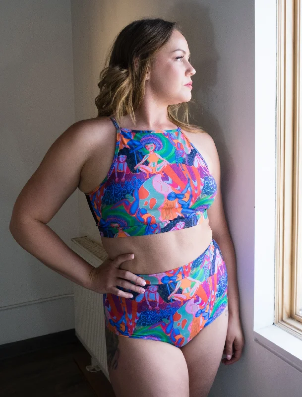 Rainbow Dancers Sunset High Neck Halter Bra Comfortable Lace Bralette
