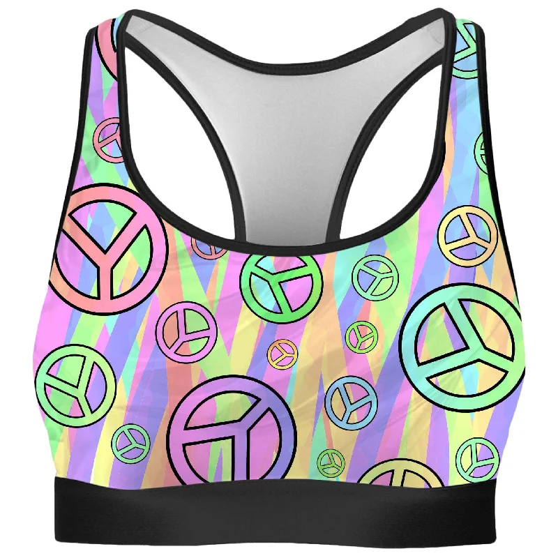 Retro Peace Symbol Rave Bra Full Coverage Bra