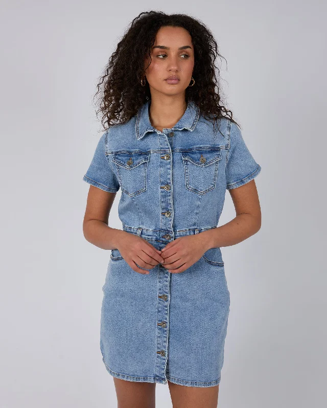 Shay Mini Dress Light Blue Fashionable Mini Dress with Frills