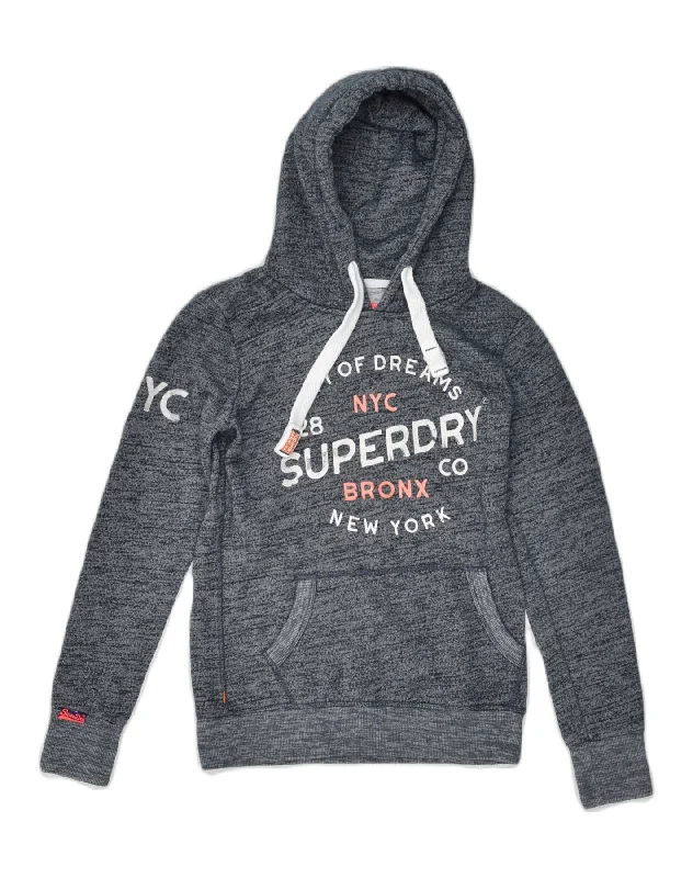 SUPERDRY Womens Graphic Hoodie Jumper UK 6 XS Grey Cotton Hoodie with Pastel Soft Subtle SUPERDRY Womens Graphic Hoodie Jumper UK 6 XS Grey Cotton Hoodie with Pastel Soft Subtle