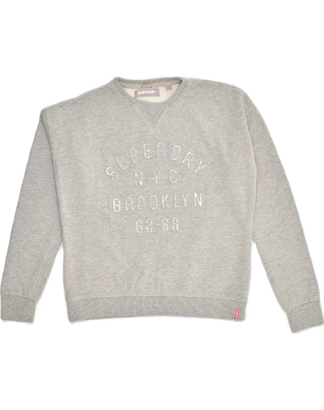 SUPERDRY Womens Oversized Graphic Sweatshirt Jumper UK 10 Small Grey Hoodie with Color Block Contrast Stylish SUPERDRY Womens Oversized Graphic Sweatshirt Jumper UK 10 Small Grey Hoodie with Color Block Contrast Stylish